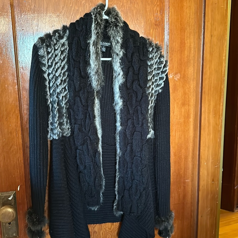 Fur trimmed sweater